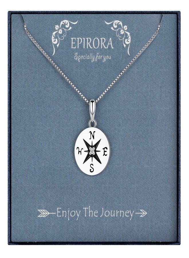 EPIRORA 2024 Graduation Gifts for Her, Sterling Silver Compass Necklace for Women, High School College Class of 2024 Graduation Inspirational Jewelry Gifts - Image 1